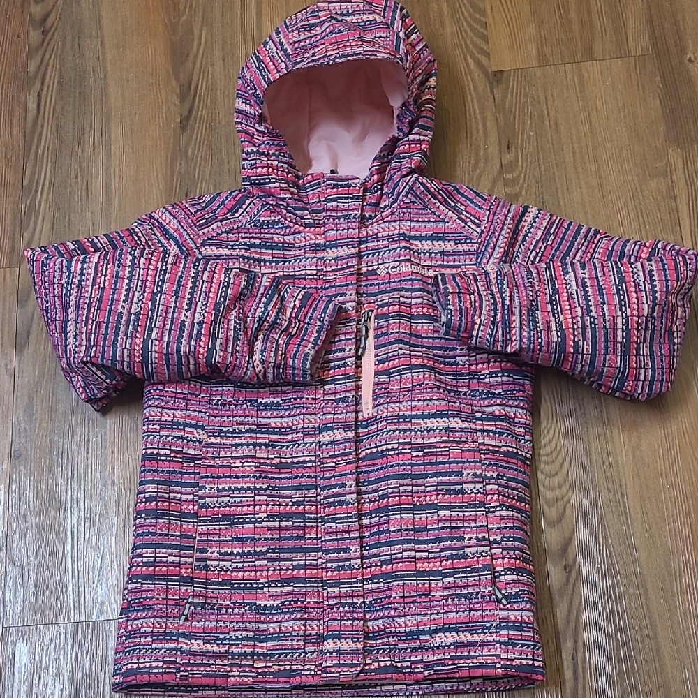 Columbia Kids Striped‎ Pink and Blue Raincoatused good condition.